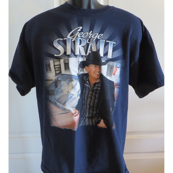 George Strait Twang 2010 Tour Tshirt Blue Concert Dates Country Music Size Large - Picture 2 of 3